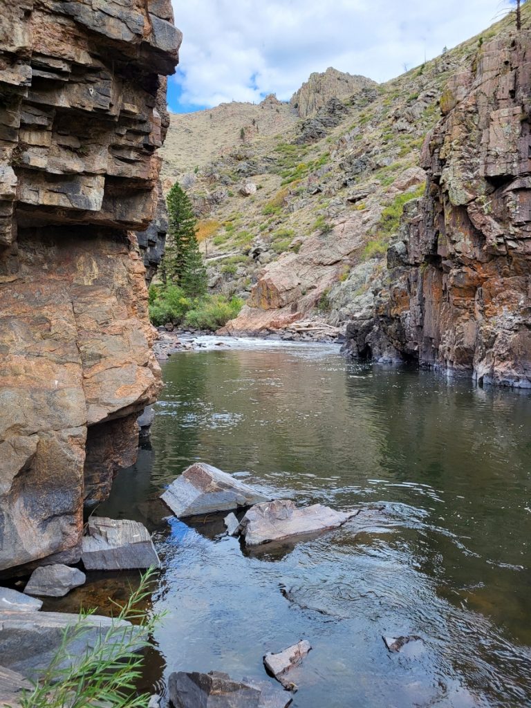 The Cache La Poudre River flowing through the Poudre Canyon